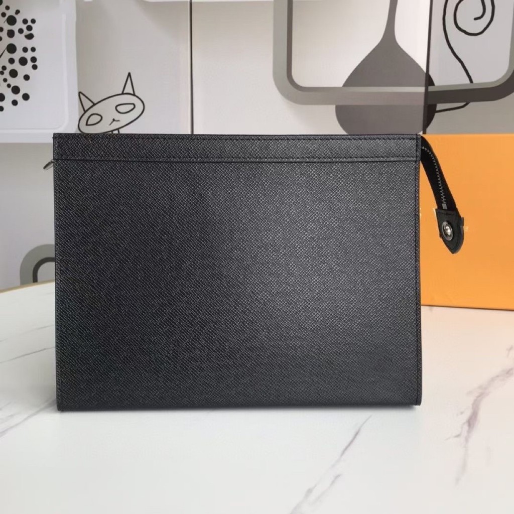 L* Men's clutch bag, trendy new casual genuine leather cross-pattern classic