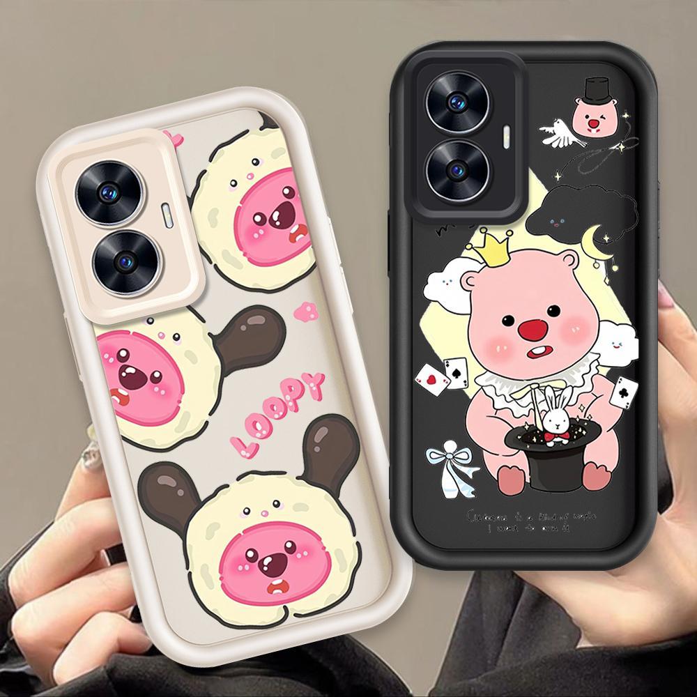 Ốp Lưng Cho Realme C55 Hoạt Hình Silicon Bé Gái Mềm Ốp lưng TPU Pororo Loopy Mắt Thiên Thần Chống Số