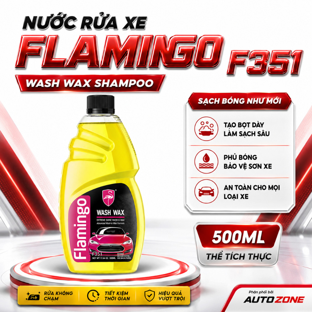 Nước rửa xe F351 Flamingo 500 ml Dung Dịch Rửa Xe Không Chạm - Nước Rửa Xe Ô Tô, Xe Máy