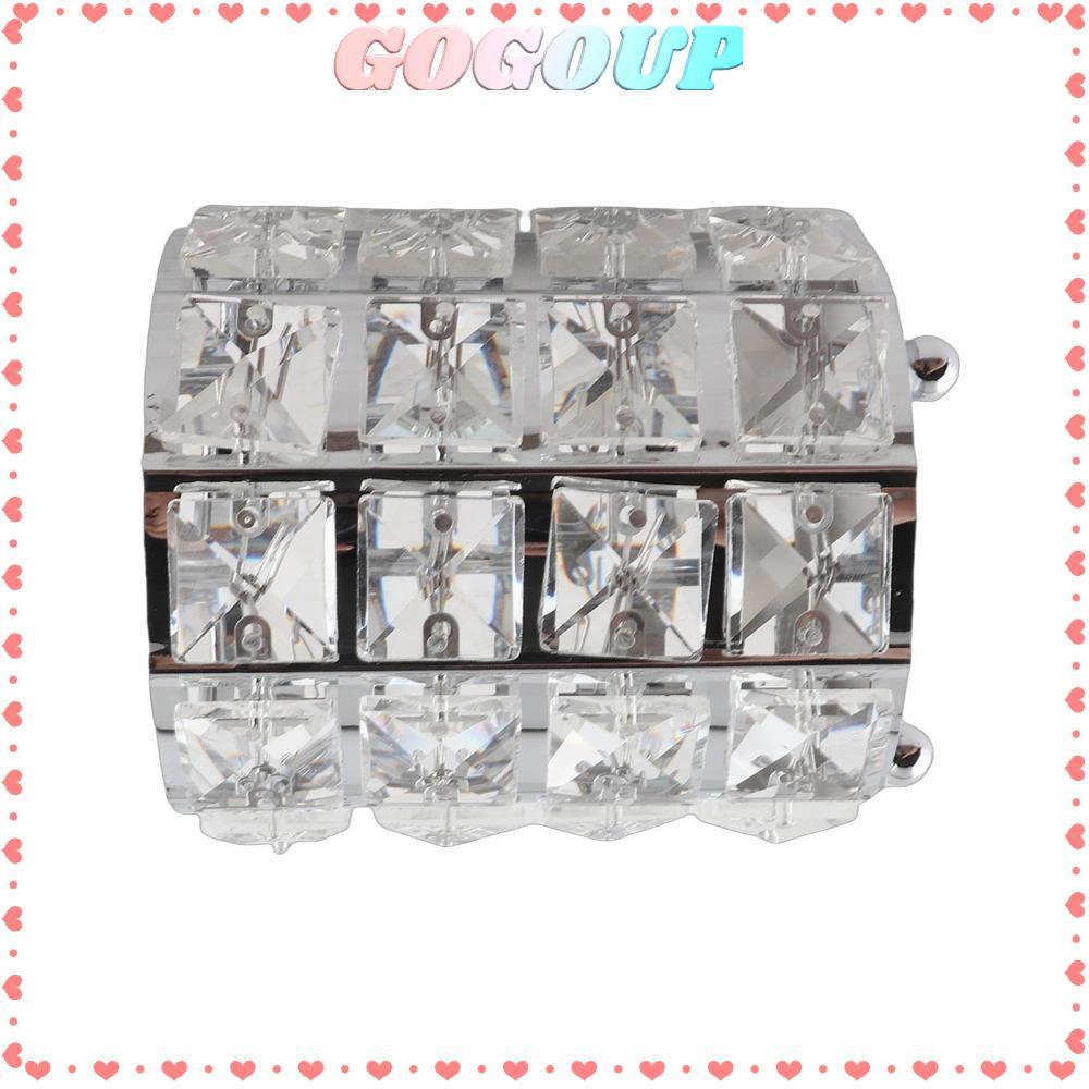 GOGOASDGRF Crystal Makeup Brush Holder, Style Iron Crystal Glass Cosmetic Organizer, Acrylic Rounded
