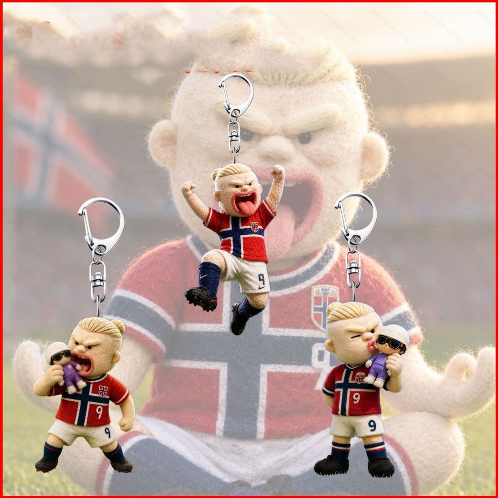 GG3 Erling Haaland Móc Khóa Trận Đấu Bóng Đá Erling Braut Haaland Mặt Dây Chuyền Cho Ba Lô Túi Charm