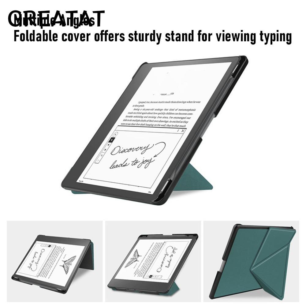 GREAT E Book Reader Stand Cover, Auto Sleep Wake Thiết kế đứng có thể gập lại E Reader, Chất liệu da