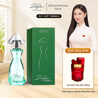 [Live] Nước Hoa Nữ Miss Saigon Elegance Jade Hương Tươi Mát 15ml - Tặng 1 Túi Refill Sữa Tắm 250g