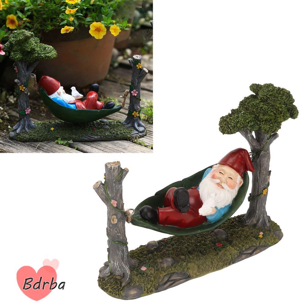 BDRBA Garden Gnome Figurine, Treo Tượng Lùn Võng Gnome Tượng, Tượng Ngoài Trời Nhựa Xanh Ngoài Trời 