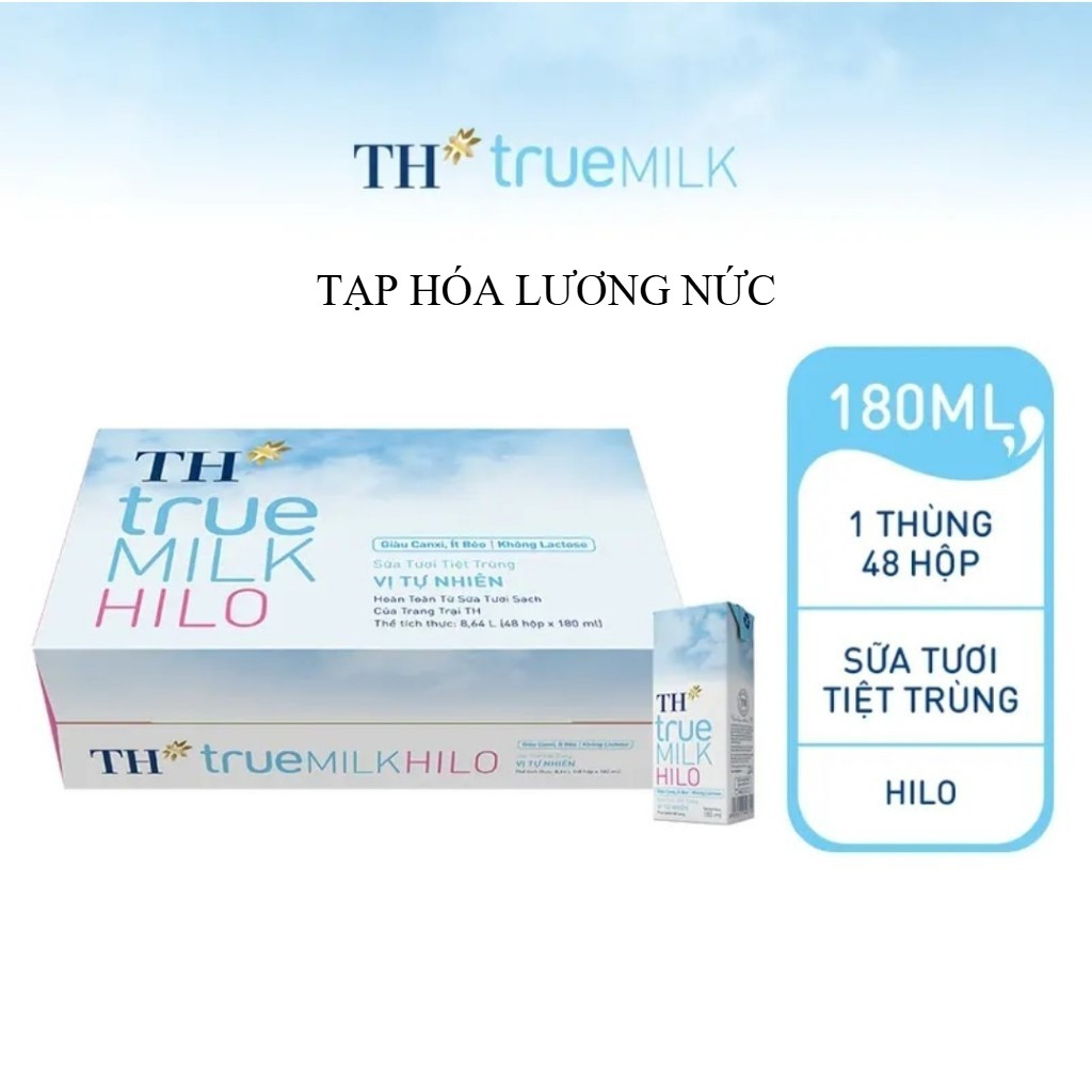Thùng 48 Hộp Sữa Tươi TH True Milk Hilo 180ml - Tạp hóa Lương Nức