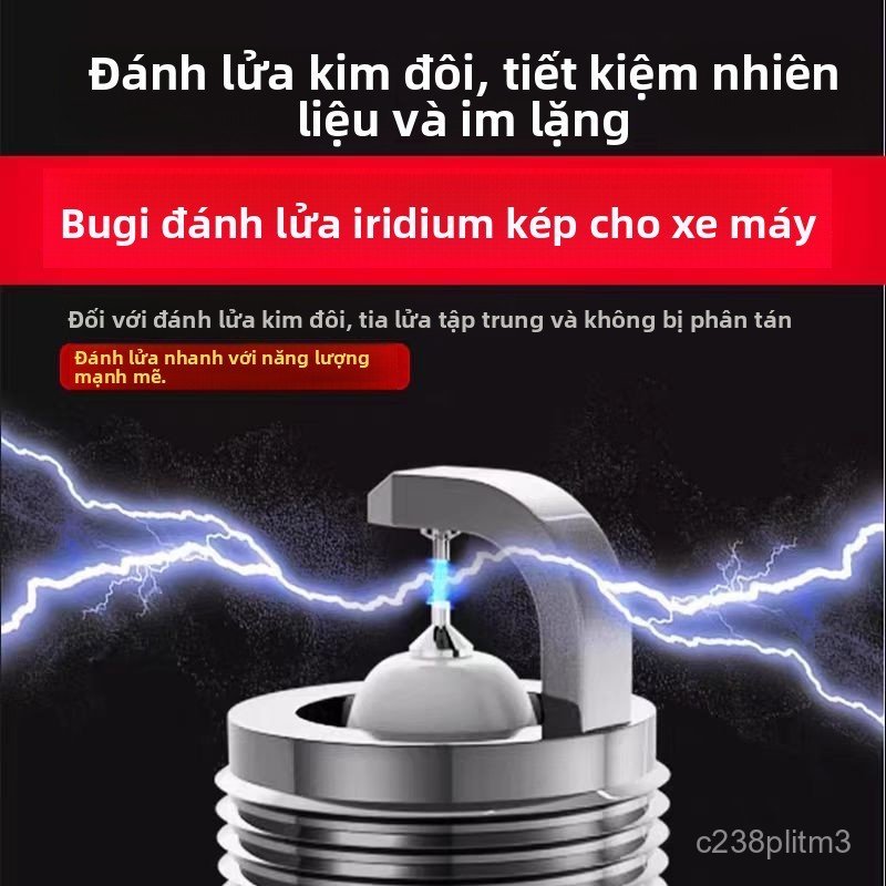 Bugi Iridium kép cho xe máy xe ba bánh hiệu suất đánh lửa cực cao chính hãng
