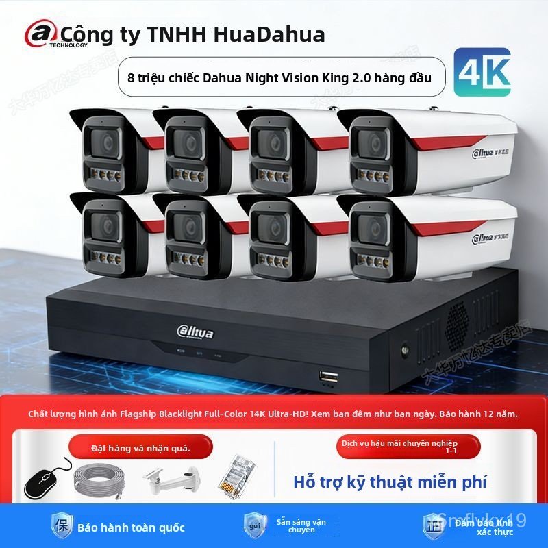 Camera an ninh Dahua 8MP PoE siêu nét quan sát đêm có màu lắp đặt trong nhà ngoài trời