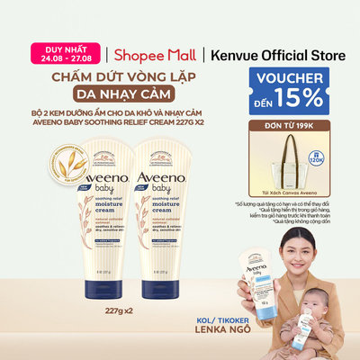 Bộ 2 Kem dưỡng ẩm cho da khô và nhạy cảm Aveeno Baby soothing relief 227g