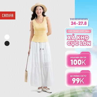 Chân váy nữ nhiều tầng, chân váy maxi dáng xòe cạp chun dây rút CANIFA 6KS26S010