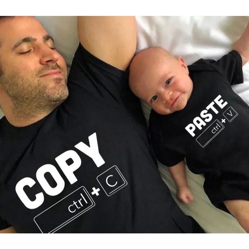 Áo gia đình Familylove - Set áo Cha con Copy Paste - Mẹ Print chất liệu Cotton 100 mát mẻ