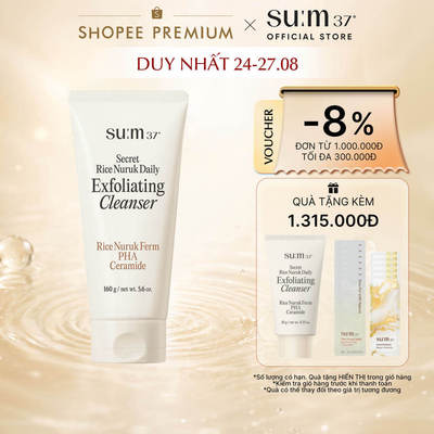[SU:M37 OFFICIAL] Sữa rửa mặt gạo tạo bọt  Su:m37 Secret Rice Nuruk Daily Exfoliating Cleanser 160g