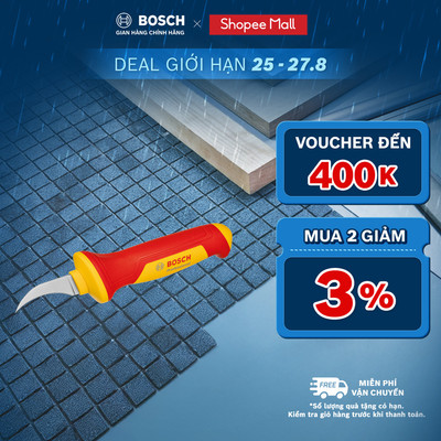 Dao Rọc Cáp Lưỡi Cong Cách Điện VDE Bosch – Rọc Chuyên Biệt, An Toàn 1000V
