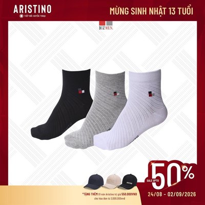 ARISTINO-BIZMEN Tất Nam Công Sở Cổ Trung CO03 Cotton Compact Kháng Khuẩn Khử Mùi Thấm Hút Co Giãn