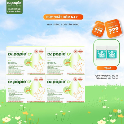 Combo 4 Gạc Rơ Lưỡi Làm Sạch Răng Lưỡi Nướu Công Thức Sáng Chế Độc Quyền Dr.Papie 0+ Ngừa Tưa Lưỡi Nấm Miệng