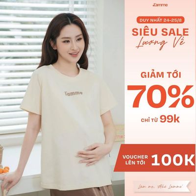 Áo Phông Bầu Flower Tee L'amme - Chất Cotton 100% Co Giãn 2 Chiều, Form Rộng Giấu Bụng