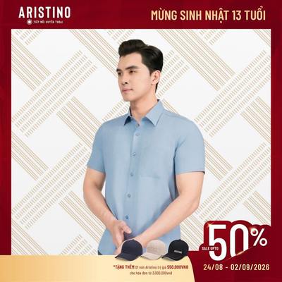 Áo Sơ Mi Nam Kẻ Tay Ngắn Aristino Regular Fit Sang trọng Lịch lãm ASS021AS2