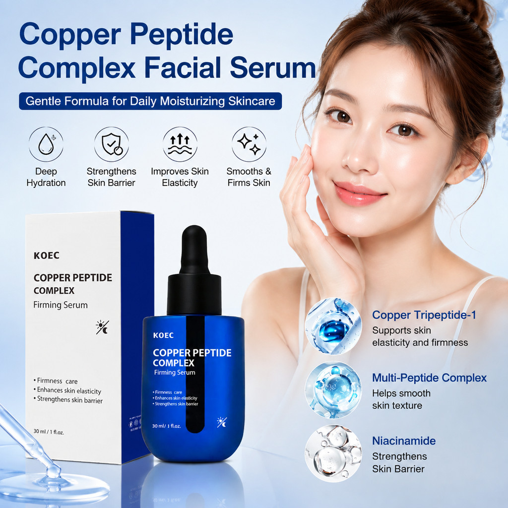 30ml Copper Peptide Face Serum – Blue Glass Dropper Daily Hydrating Care