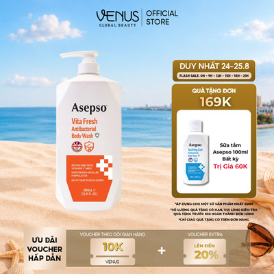 [MUA 1 TẶNG 1] Sữa tắm kháng khuẩn ASEPSO dưỡng sáng da bổ sung Vitamin C & E