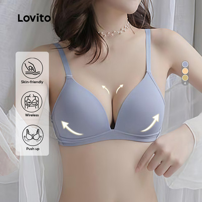 Lovito Phong cách thường ngày Áo Ngực Liền Mạch Mềm Mại Thoải Mái Áo Ngực Cơ Bản Dành Cho Nữ LNE39113