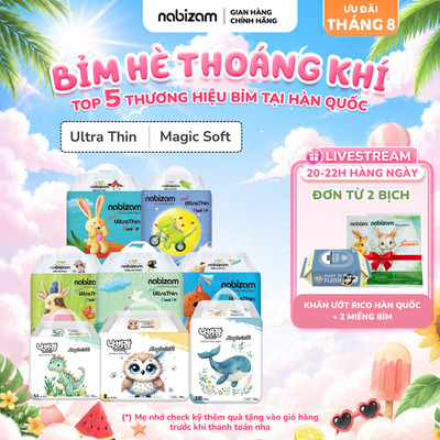 Tã/Bỉm NABIZAM Mềm Mỏng Vượt Trội, Chống Tràn Tối Đa, Đủ Loại Kích Cỡ Cho Bé Từ 3kg Đến 25kg