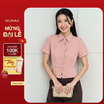 Áo Kiểu Nữ GUMAC Áo Sơ Mi Công Sở Dáng Lửng Ôm Eo Tôn Dáng Thanh Lịch Vải Chéo Ý LAF0518