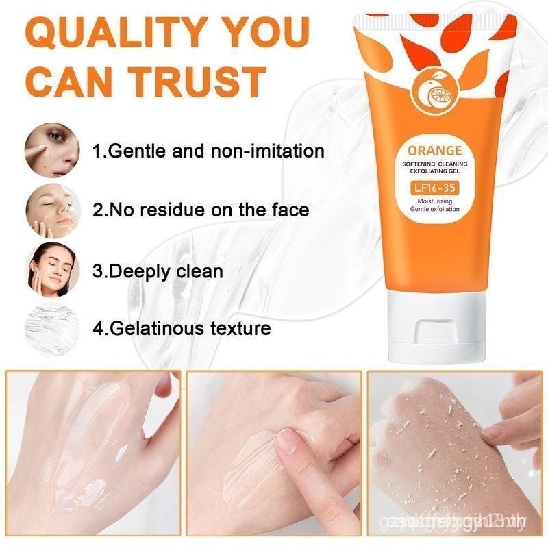 Gel tẩy tế bào chết trong suốt hương thơm màu cam LF16-35-Trẻ chết da mặt và cơ thể, làm sạch sâu, n