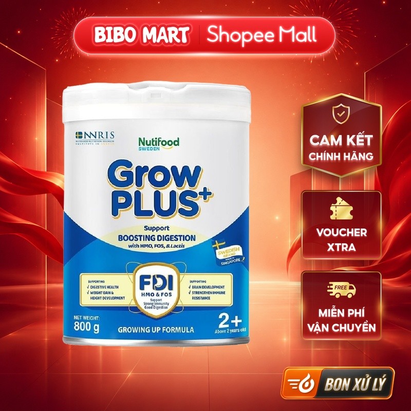 [MALL] Sữa GrowPLUS+ xanh hỗ trợ tiêu hóa lon số 2 - 800g - BM001.2