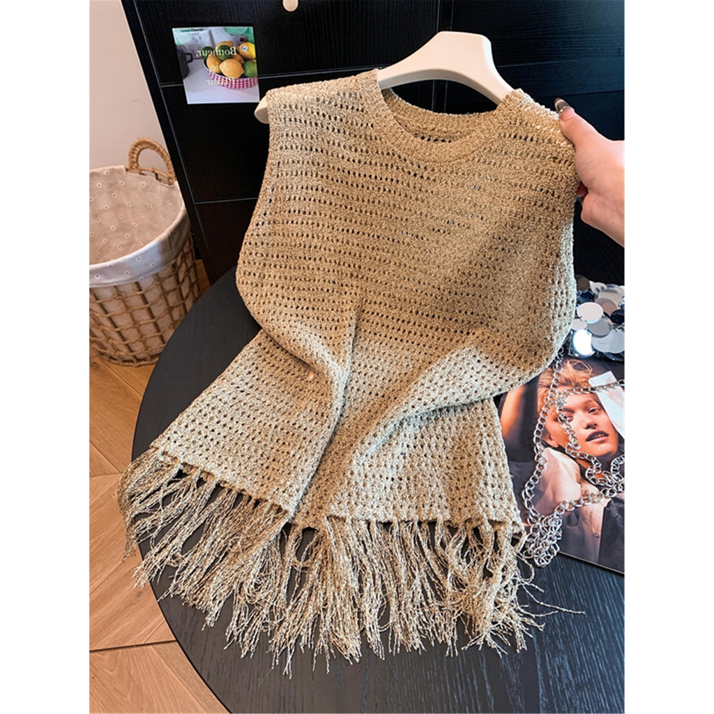 Thâm Quyến Nam Dầu Quần Áo Nữ Melade Phong Cách Ngọt Ngào Áo Vest Áo Vest Mùa Hè Cao Cấp Fringe Áo L
