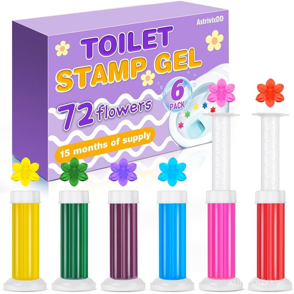 6 Pack Toilet Gel Stamp, 72 Stamps 6 Kinds Of Scent Toilet Bowl Cleaner Gel, Long-Lasting Flowers Sh
