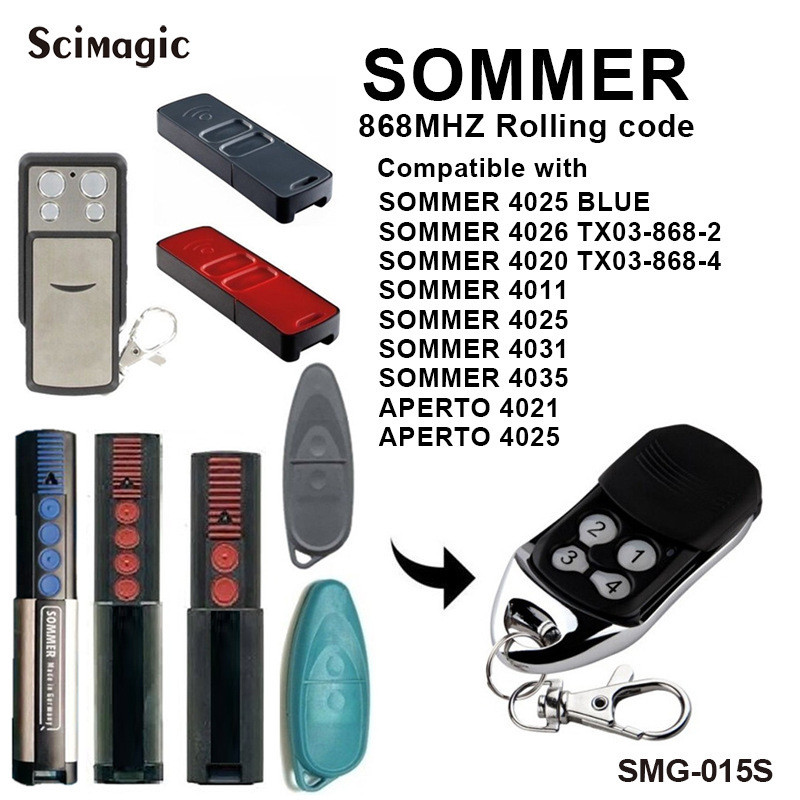 Điều khiển từ xa SOMMER 4020 4026 TX03-868-4 868mhz, điều khiển từ xa mã nhảy SOMMER