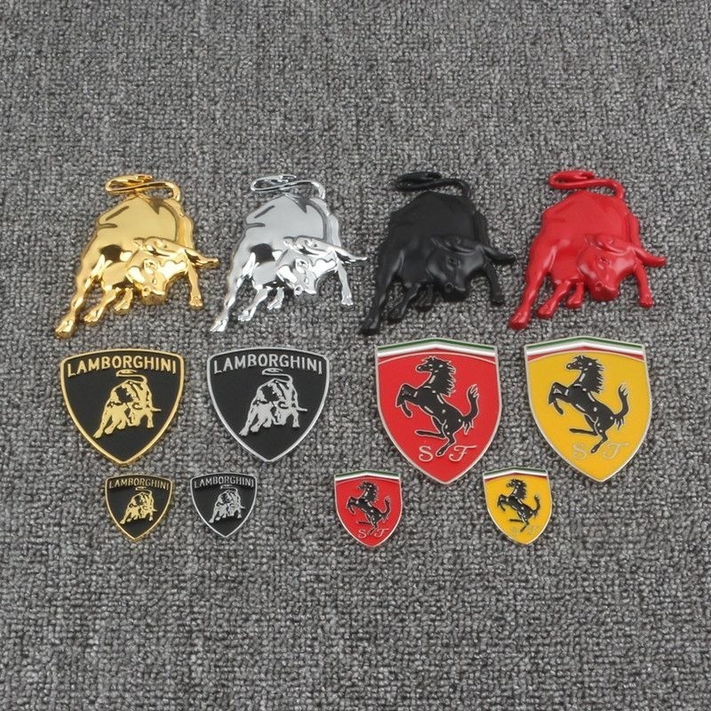 Thích hợp cho Ferrari Bên Nhãn Xe Lamborghini Nhãn Hiệu Độc Đáo Sửa Đổi 3D Kim Loại Lamborghini Niu 
