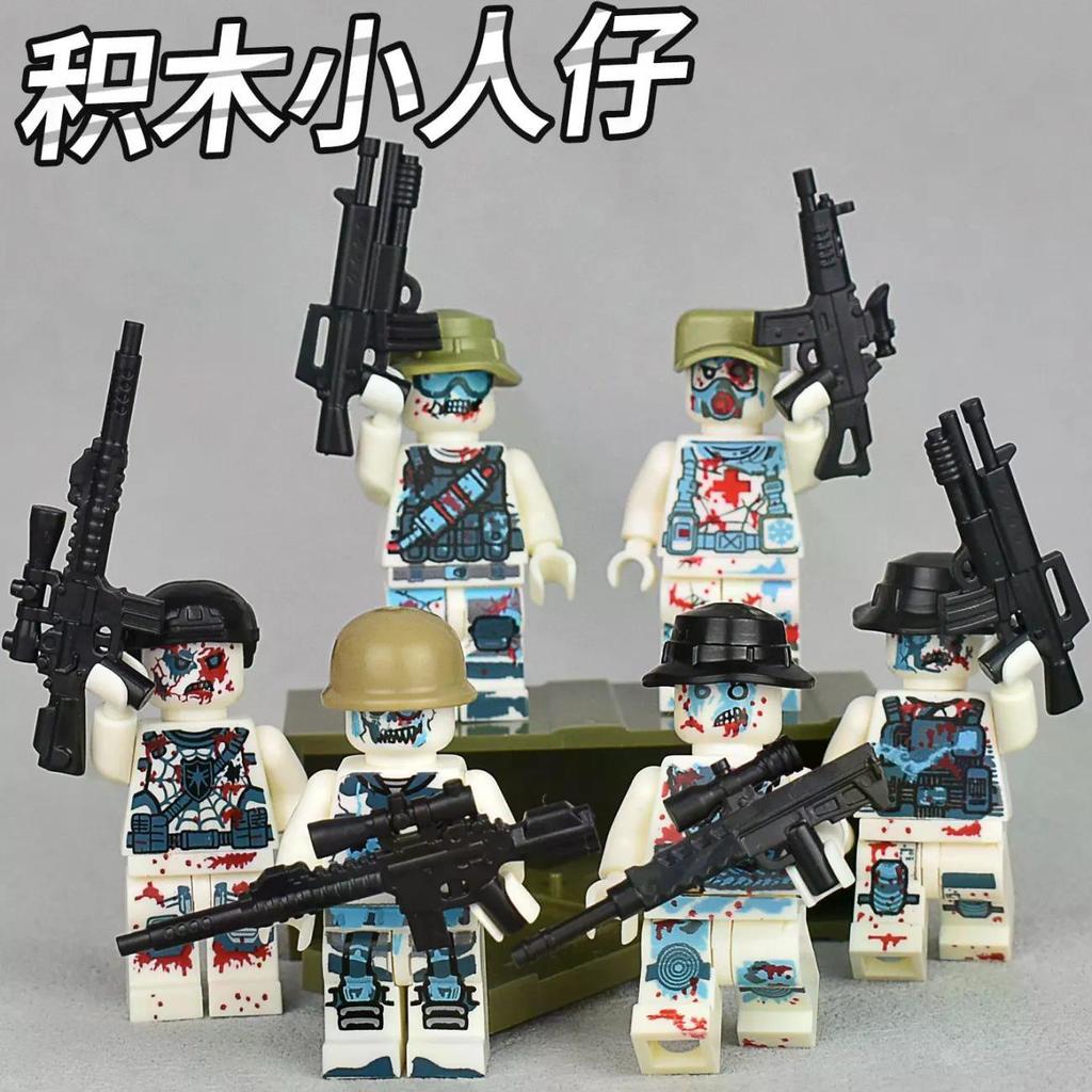 Sản phẩm mới Tương thích Lego Resident Evil Horror Zombie Military Soldier Khối xây dựng Zombie Mô h