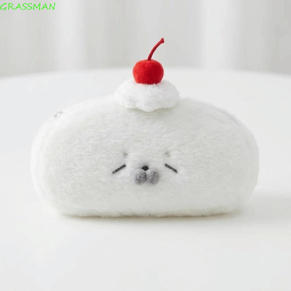 GRESSMAN Seal Doll Pen Pouch, Kết cấu mô phỏng Animal Little Seal Pencil Case, Furry Kawaii Style Du