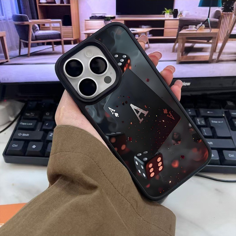 Thẻ chơi Spades A Thích hợp cho iPhone 16 15 Pro Max XR 17 Vỏ bảo vệ mờ chống sốc chống trầy xước 12