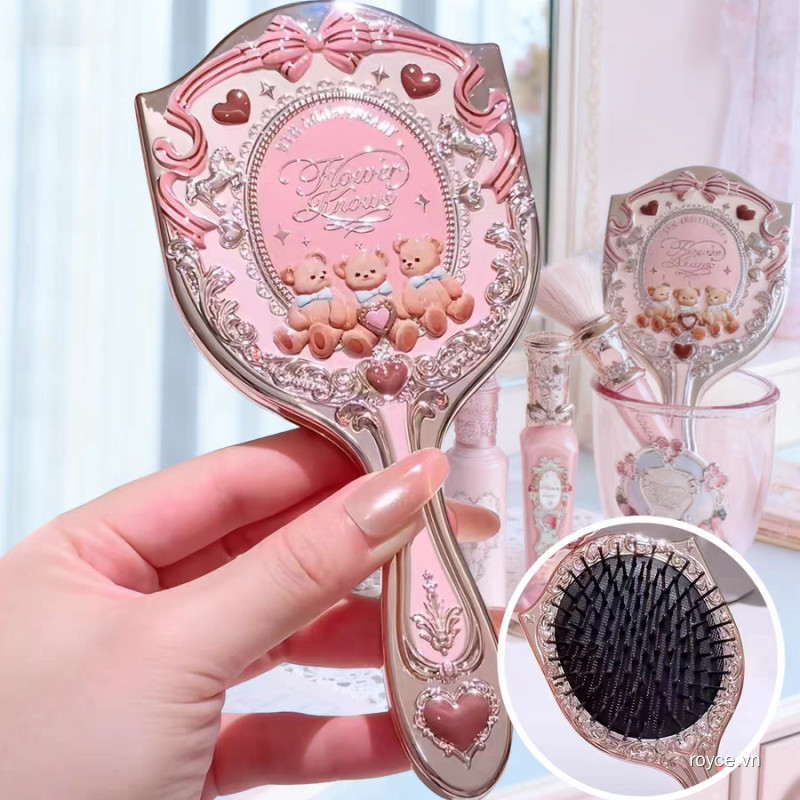 Flower Knows 9th Anniversary Air Cushion Comb, Strawberry Bear Limited‑Edition Cute Princess‑Style M