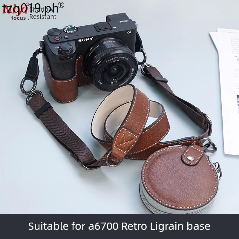 Thích hợp cho Sony A6700 Vỏ bảo vệ đế da thật A6000 / A6100 / A6300 / A6400 Base Retro Túi đựng máy 