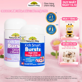 Combo Kẹo Dẻo Nature's Way Kids Smart Calcium + Vitamin D3 Burstlets và Viên Dầu Cá Nature's Way Omega-3 Fish Oil Trio