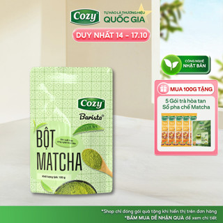 Bột Matcha Cozy Barista, Bột Trà Xanh Pha Matcha Latte Dây Chuyền Sản Xuất Nhật Bản Gói 100g