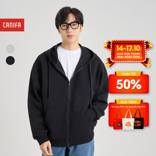 Áo khoác nỉ nam CANIFA chất liệu cotton USA có mũ 8OT24W023