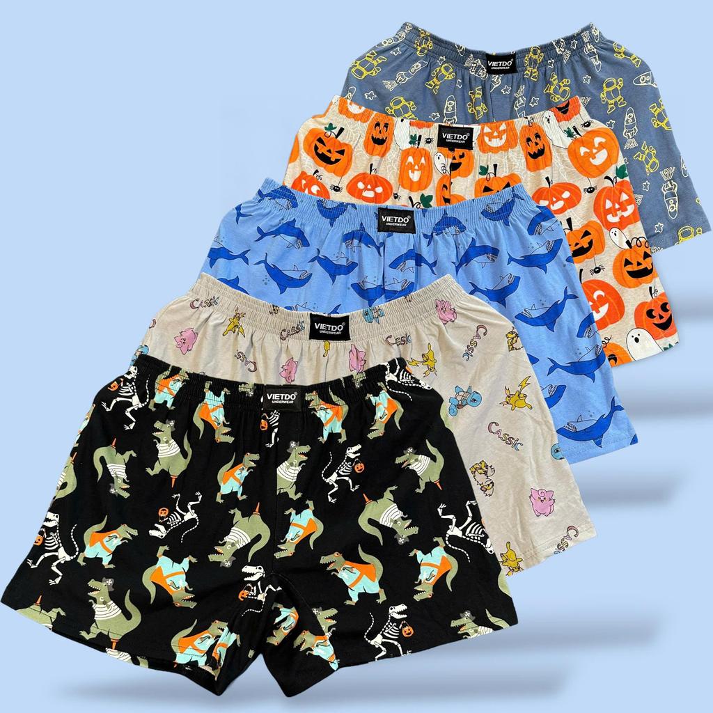 COMBO 3 - 5 Quần Đùi Ngủ Nam Nữ KHÔNG TÚI - VietDo, Quần Mặc Nhà, Mặc Ngủ Nam Nữ Thoải Mái Mát Mẻ - Mẫu Hoạt Hình Cute