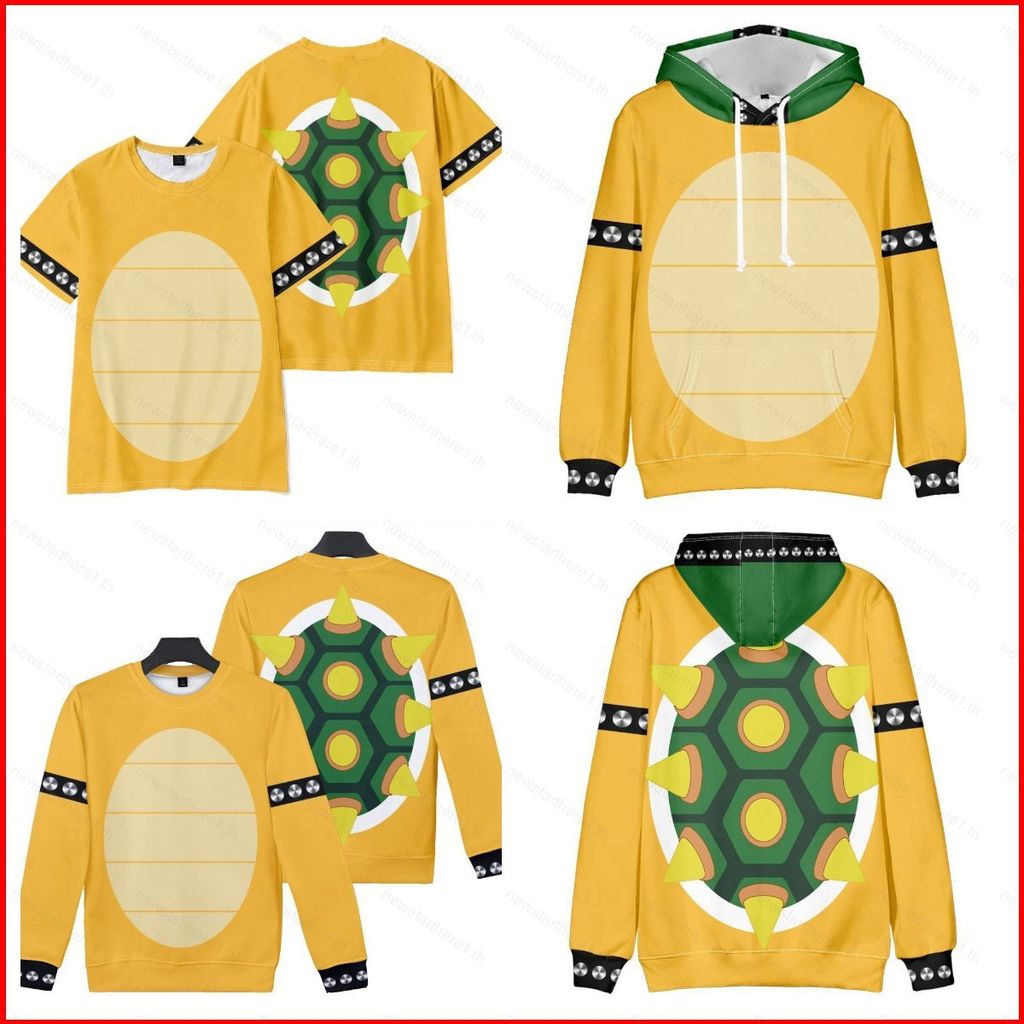 hoodie Unisex Bowser Jr. 3D Super Mario Bros., size lớn, phù hợp cho Halloween