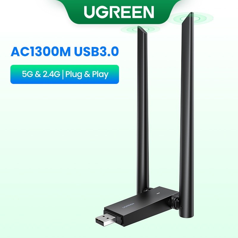 UGREEN WiFi Adapter USB3.0 AC1300Mbps 5G&2.4G DualBand USB WiFi for PC Desktop Laptop WiFi Antenna U