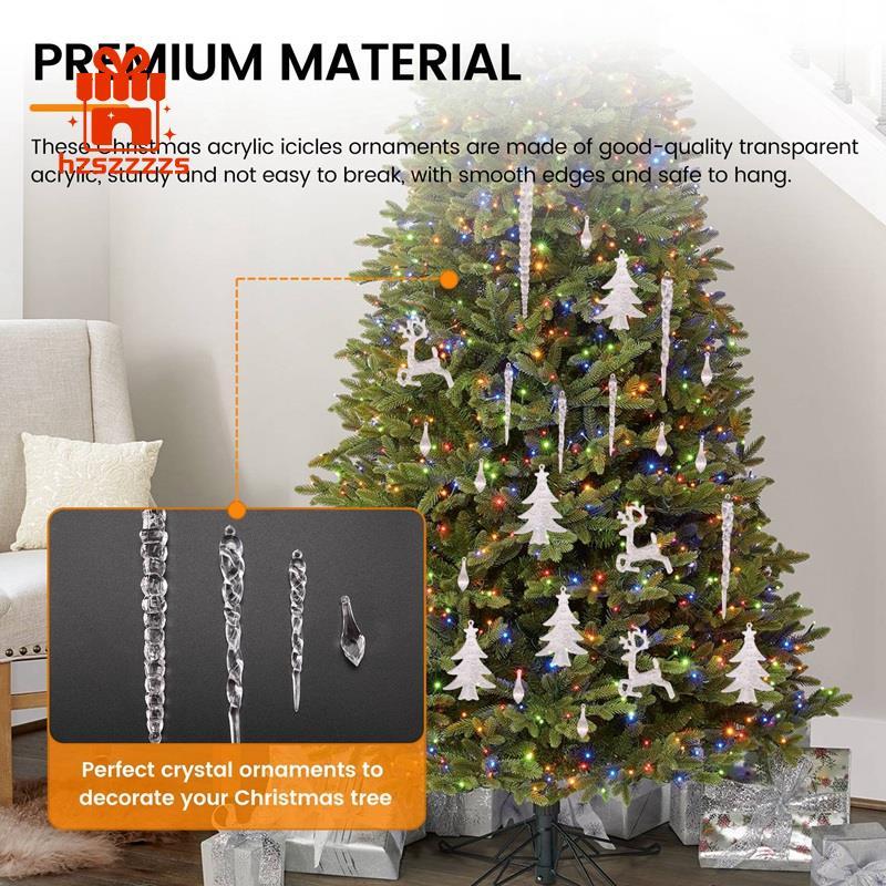 Cây Giáng Sinh Trong Suốt Acrylic Icicle Đồ Trang Trí Pha Lê Icicle Thả Treo Mặt Dây Cho Giáng Sinh 