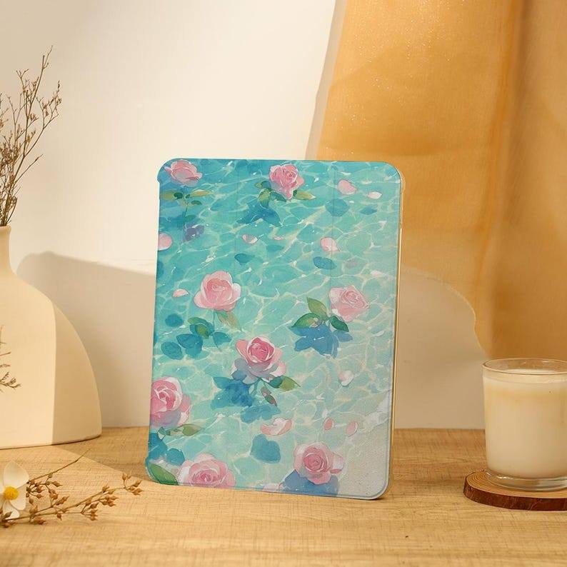 Ốp iPad Rose In Pond, iPad Air Case Cho 13 "/ 11" iPad Pro 204,13 "iPad Air 6 Case, iPad mini 6 Case
