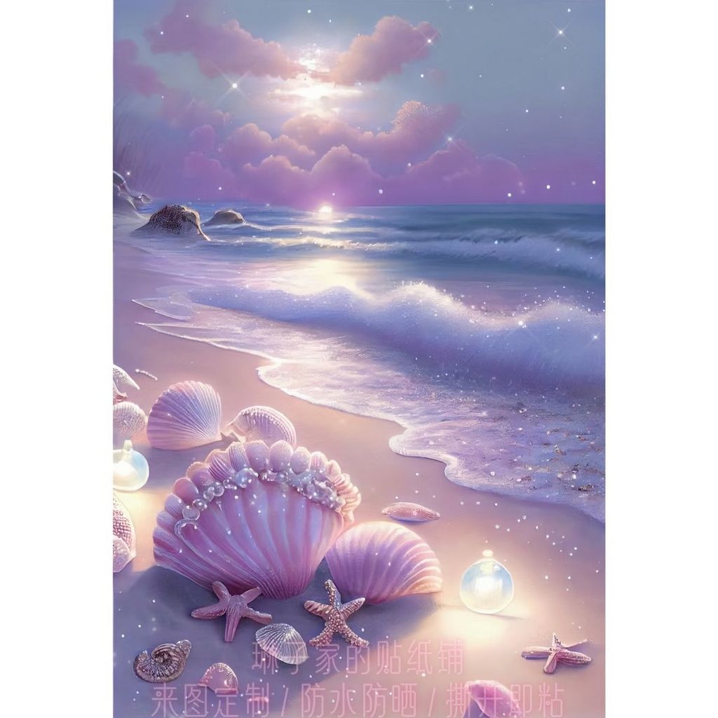 Vỏ Tím Giả Tưởng Đi Biển Cá Nền Dán Nền Nhà Nền Tự Dính Miếng Dán Chống Thấm Nước.20251028