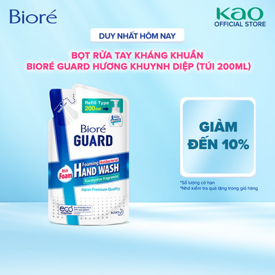 Biore Bọt Rửa Tay Kháng Khuẩn Guard – Hương Khuynh Diệp (Túi) 200ml