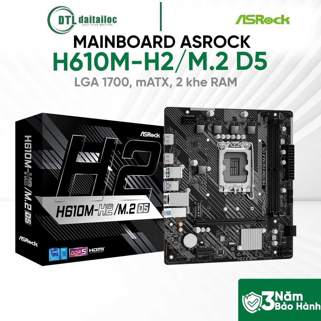 MainBoard ASRock H610M-H2/M.2 D5 - Socket LGA 1700 / Chính Hãng / Bảo Hành 36 Tháng