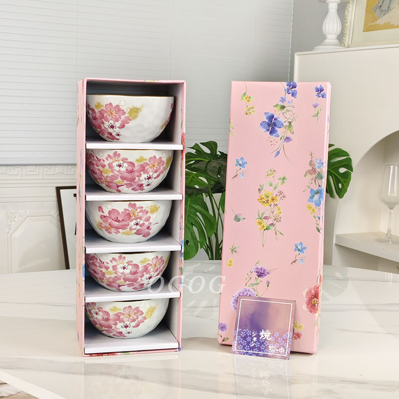MK65 Blue Cherry Blossom Dream Bowl, Bone China, Japanese Watercolor Floral Pattern4.5Inch Bowl Tabl