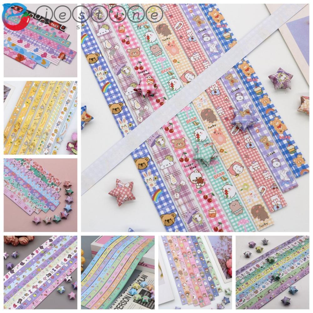 JESTINE Origami Stars Paper, Star Paper Strips Handmade Star Folding Paper, Pearlescent Gradient Col