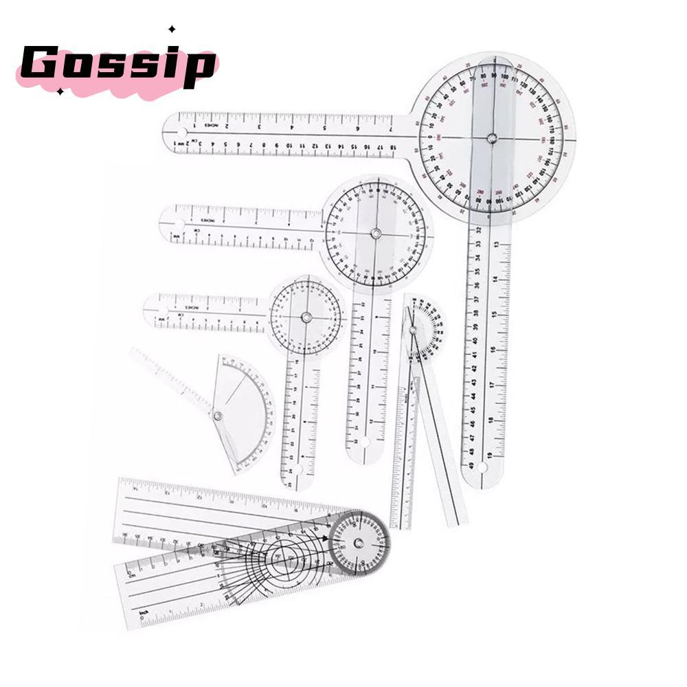Bộ máy đo độ trong suốt GOSSIP 6 chiếc, thang chất liệu PVC 360° Bộ thước đo góc 360 độ trong suốt t